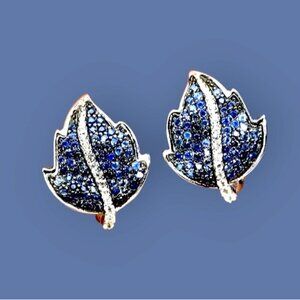 925 Sterling Silver Earrings with Natural Blue Sapphire & White Topaz